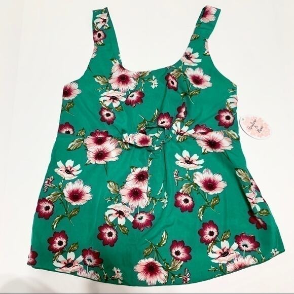 Harlow & Rose Green & Pink Floral Front Tie Sleeveless Blouse Size Small NWT - Picture 13 of 13